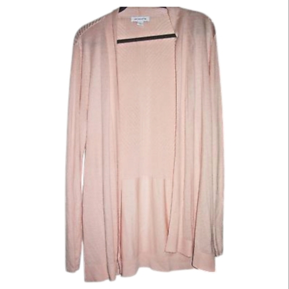 Blush pink Liz Claiborne open front lightweight cardigan. Size Medium - Picture 1 of 9